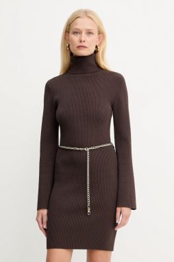 Šaty MICHAEL Michael Kors hnedá farba, mini, priliehavé, MF583C633D