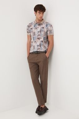 Polo tričko Medicine pánske, béžová farba, vzorovaná