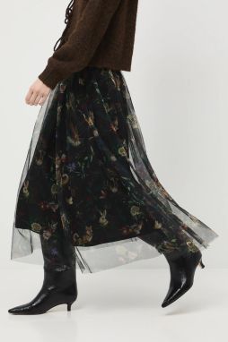 Sukňa Medicine čierna farba, midi, áčkový strih