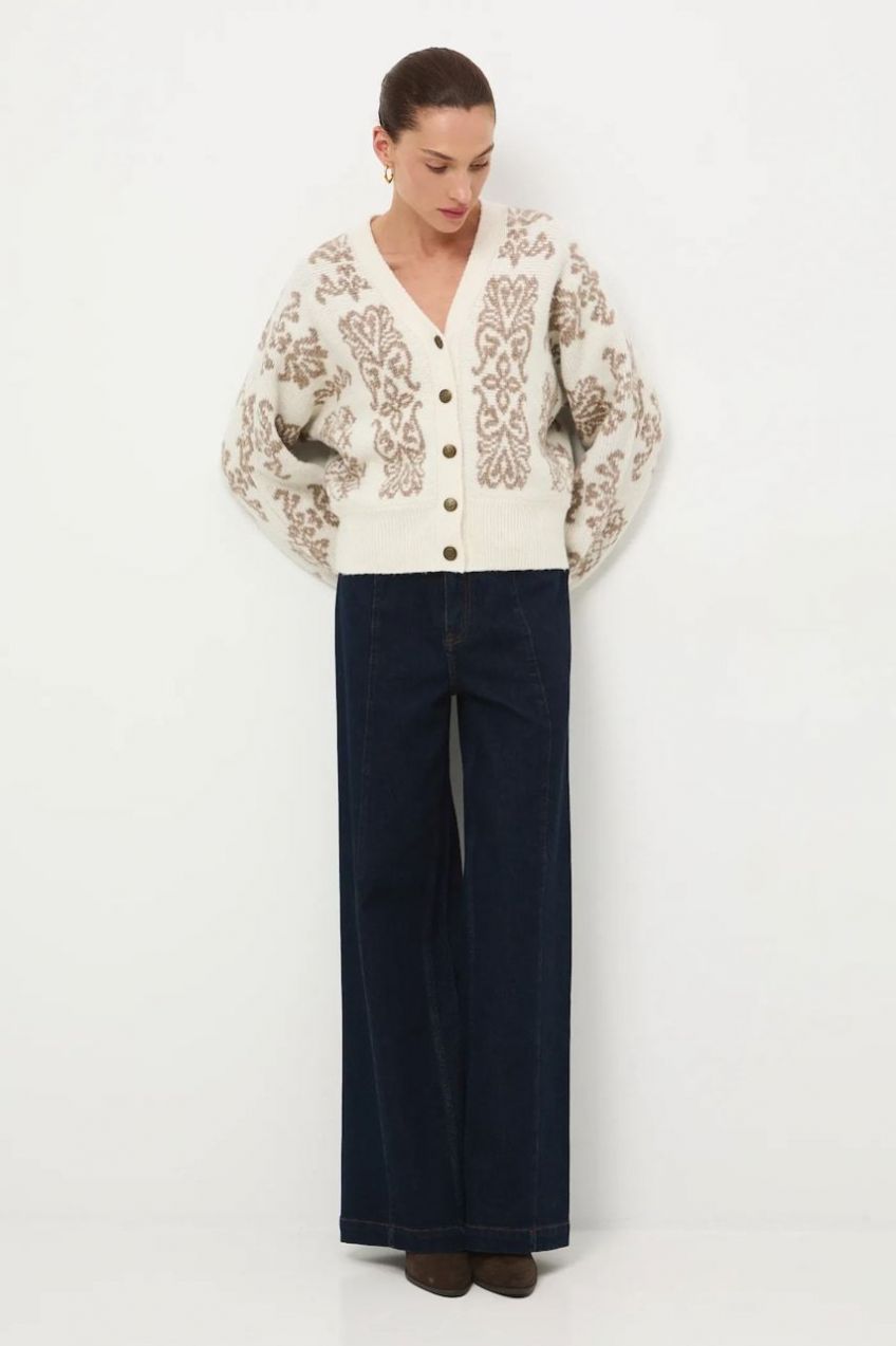 Kardigán s prímesou vlny Medicine béžová farba