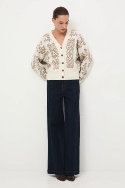 Kardigán s prímesou vlny Medicine béžová farba