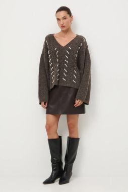 Sukňa Medicine hnedá farba, mini, rovný strih