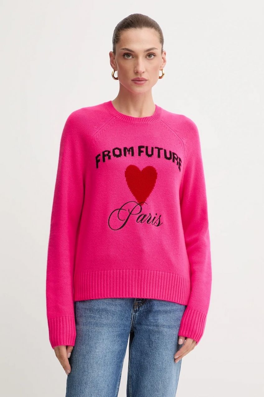 Kašmírový sveter FROM FUTURE ružová farba, ľahké, WPR03340