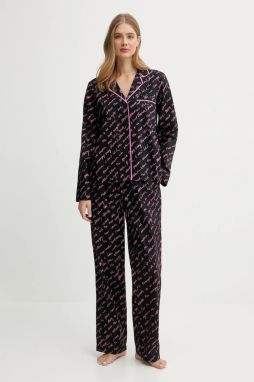 Bavlnené pyžamo Dkny čierna farba, bavlnené, YI90085