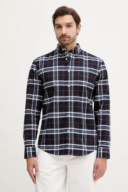 Bavlnená košeľa Tommy Hilfiger tmavomodrá farba, regular, s klasickým golierom, MW0MW40894