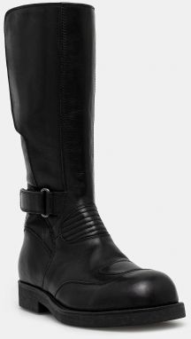 Kožené vysoké topánky MM6 Maison Margiela čierna farba, SH3WW0006.P7431.T8013