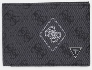 Kožená peňaženka Guess MILANO čierna farba, SMMACT LEA27