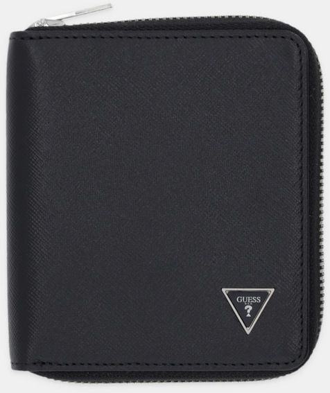 Kožená peňaženka Guess MILANO čierna farba, SMMASL LEA02