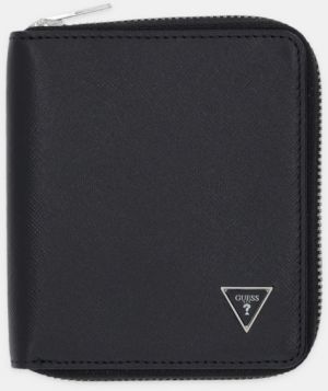Kožená peňaženka Guess MILANO čierna farba, SMMASL LEA02