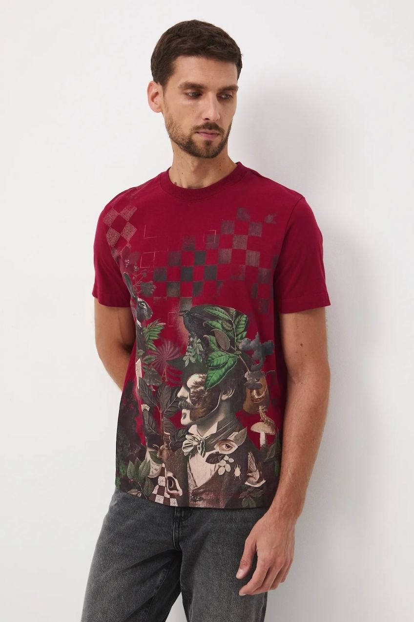 Bavlnené tričko Medicine pánske, červená farba, s potlačou