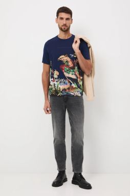 Bavlnené tričko Medicine pánske, tmavomodrá farba, s potlačou