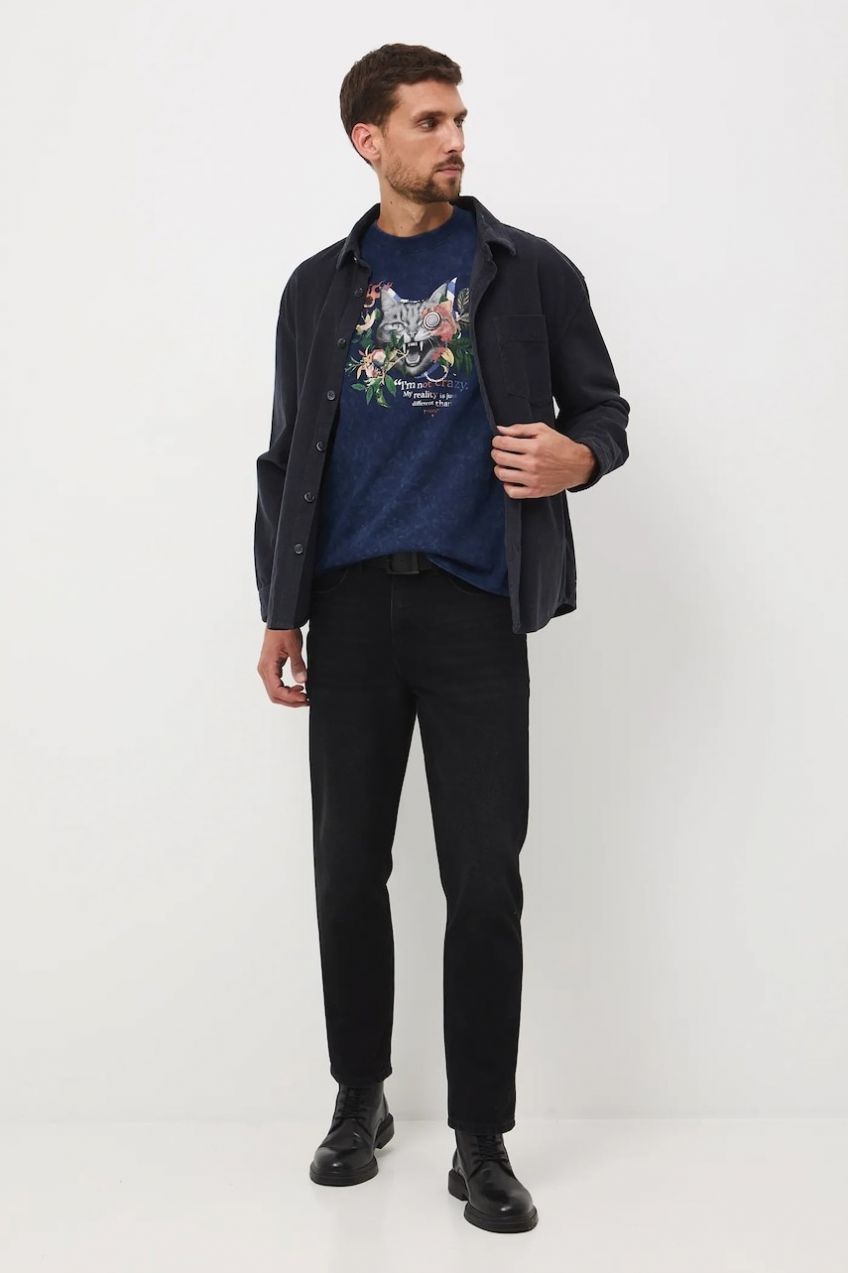 Bavlnené tričko Medicine pánske, tmavomodrá farba, s potlačou