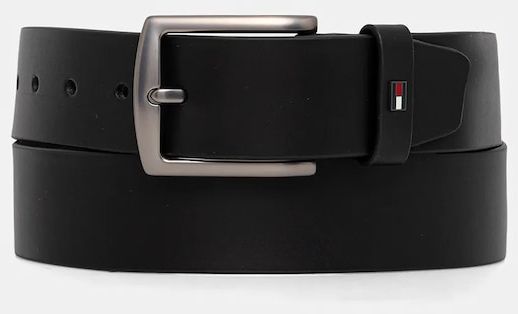 Kožený opasok Tommy Hilfiger čierna farba, AM0AM13830