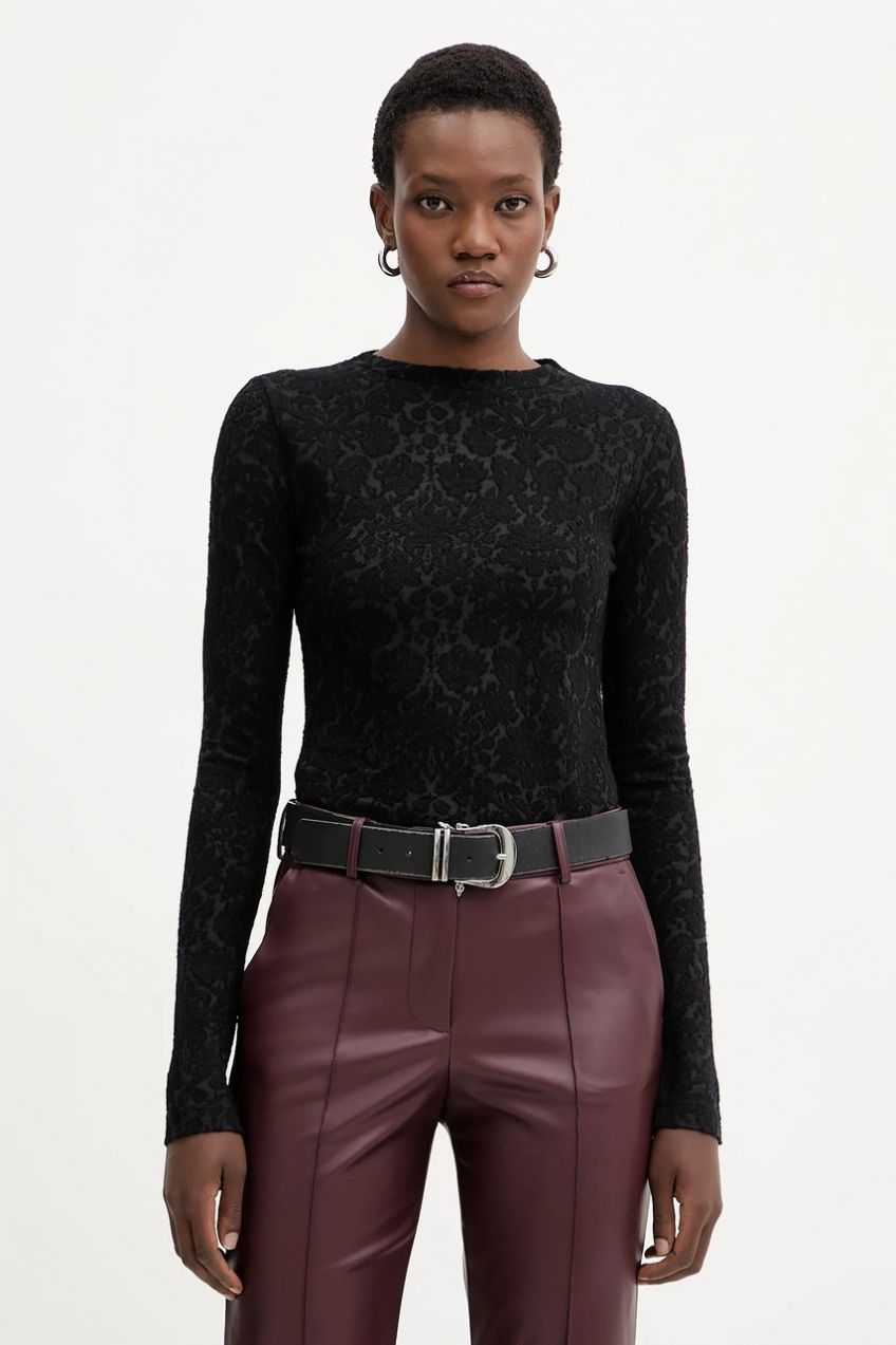 Blúzka s prímesou vlny Pinko čierna farba, jednofarebná, 105697 A2TW