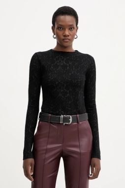 Blúzka s prímesou vlny Pinko čierna farba, jednofarebná, 105697 A2TW