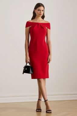 Šaty Lauren Ralph Lauren červená farba, midi, priliehavé, 253982167