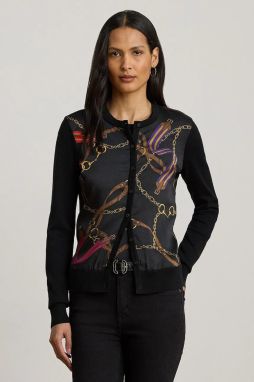 Kardigan zo zmesi bavlny Lauren Ralph Lauren čierna farba, ľahký, 200979651