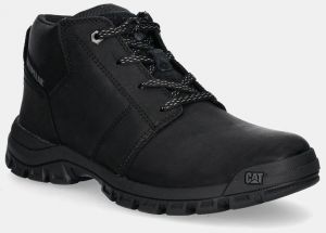 Kožené členkové topánky CAT Footwear THRESHOLD CHUKKA pánske, čierna farba, P725952