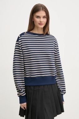 Bavlnená mikina Tommy Hilfiger dámska, tmavomodrá farba, vzorovaná, WW0WW44447