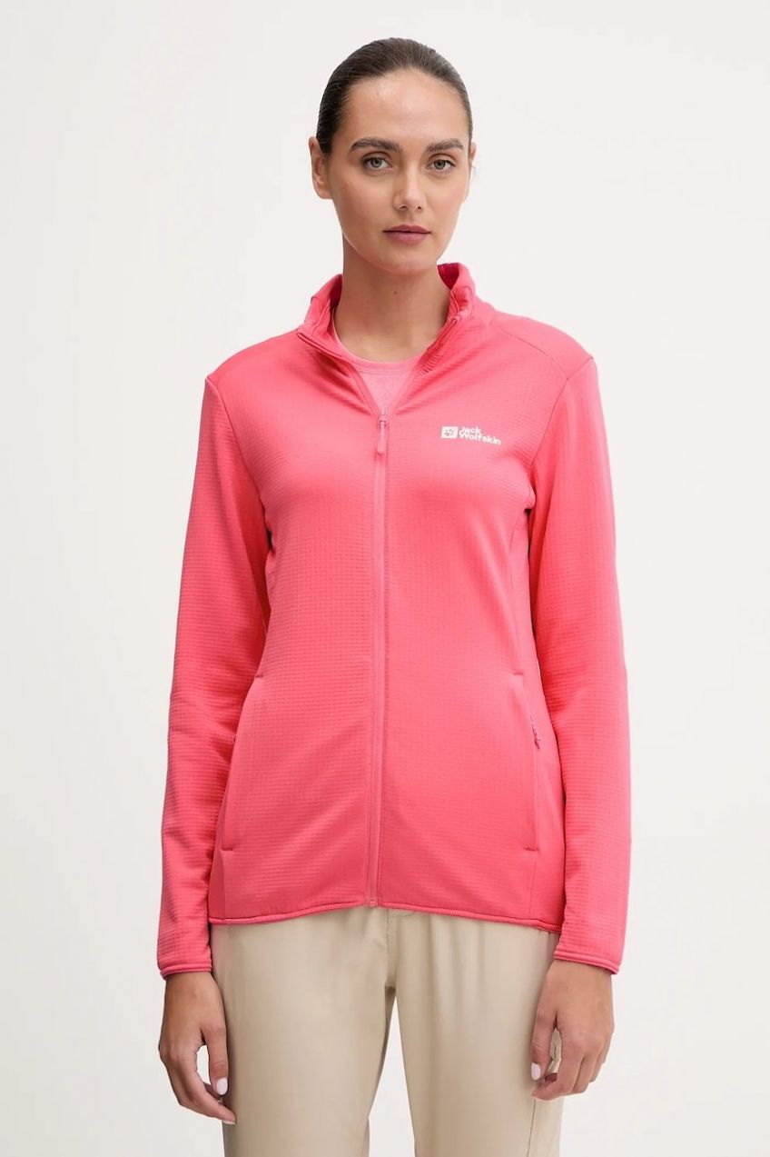 Športová mikina Jack Wolfskin Kolbenberg ružová farba, jednofarebná, A63965