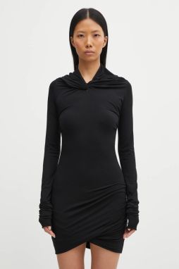 Šaty s prímesou kašmíru Rick Owens Lilies Kairo čierna farba, mini, priliehavé, LI02E3568.JBWS