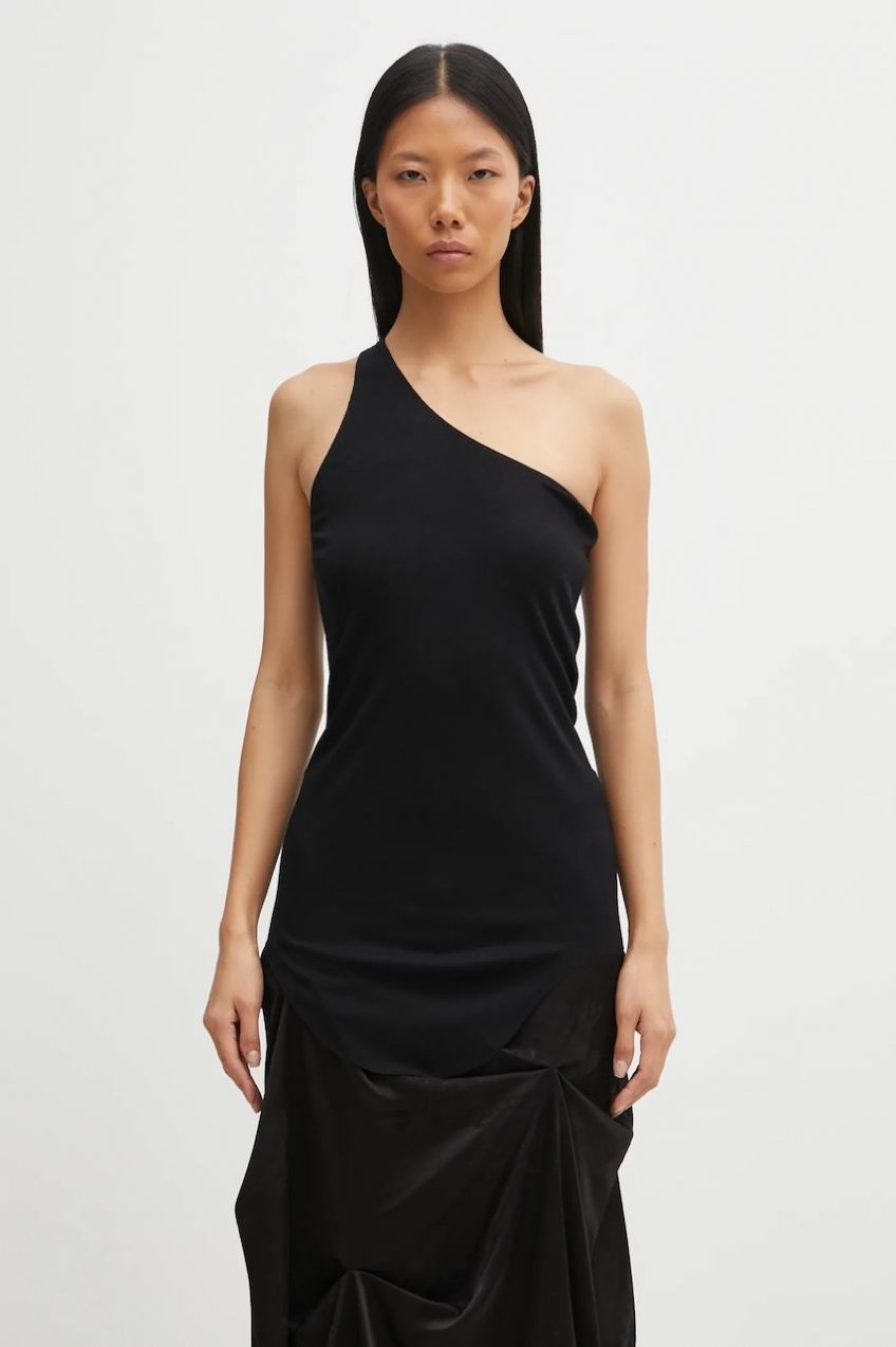 Top Rick Owens Lilies One Shoulder Tank čierna farba, LI02E3105.RV