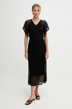 Šaty BOSS čierna farba, midi, áčkový strih, 50548523