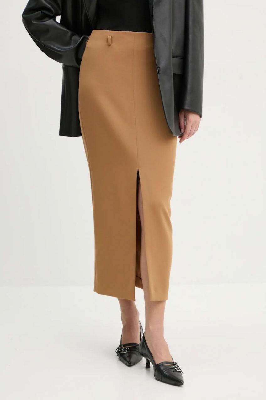 Sukňa BA&SH hnedá farba, maxi, rovný strih, 1H24CHIR