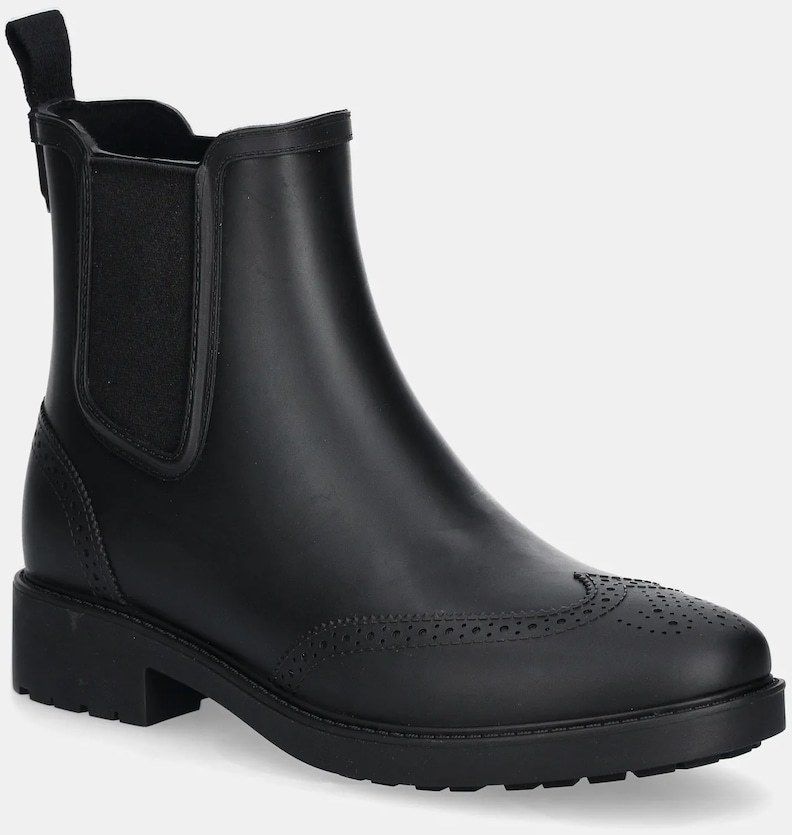 Topánky chelsea Lauren Ralph Lauren Preslie dámske, čierna farba, na plochom podpätku, 802945876001