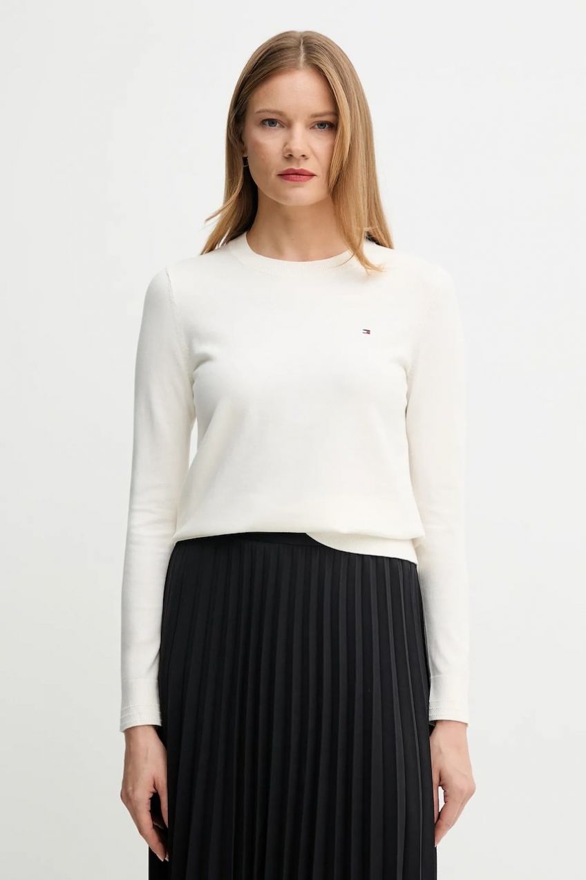 Sveter Tommy Hilfiger tmavomodrá farba, ľahký, WW0WW44984