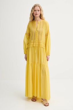 Šaty s prímesou hodvábu Ermanno Firenze žltá farba, maxi, oversize, D464Q620RUQ
