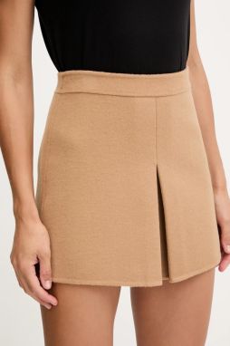 Vlnená sukňa ERMANNO Firenze béžová farba, mini, rovný strih, 57TO027EY2