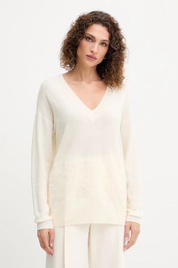 Vlnený sveter ERMANNO Firenze béžová farba, ľahký, 57TM049E55