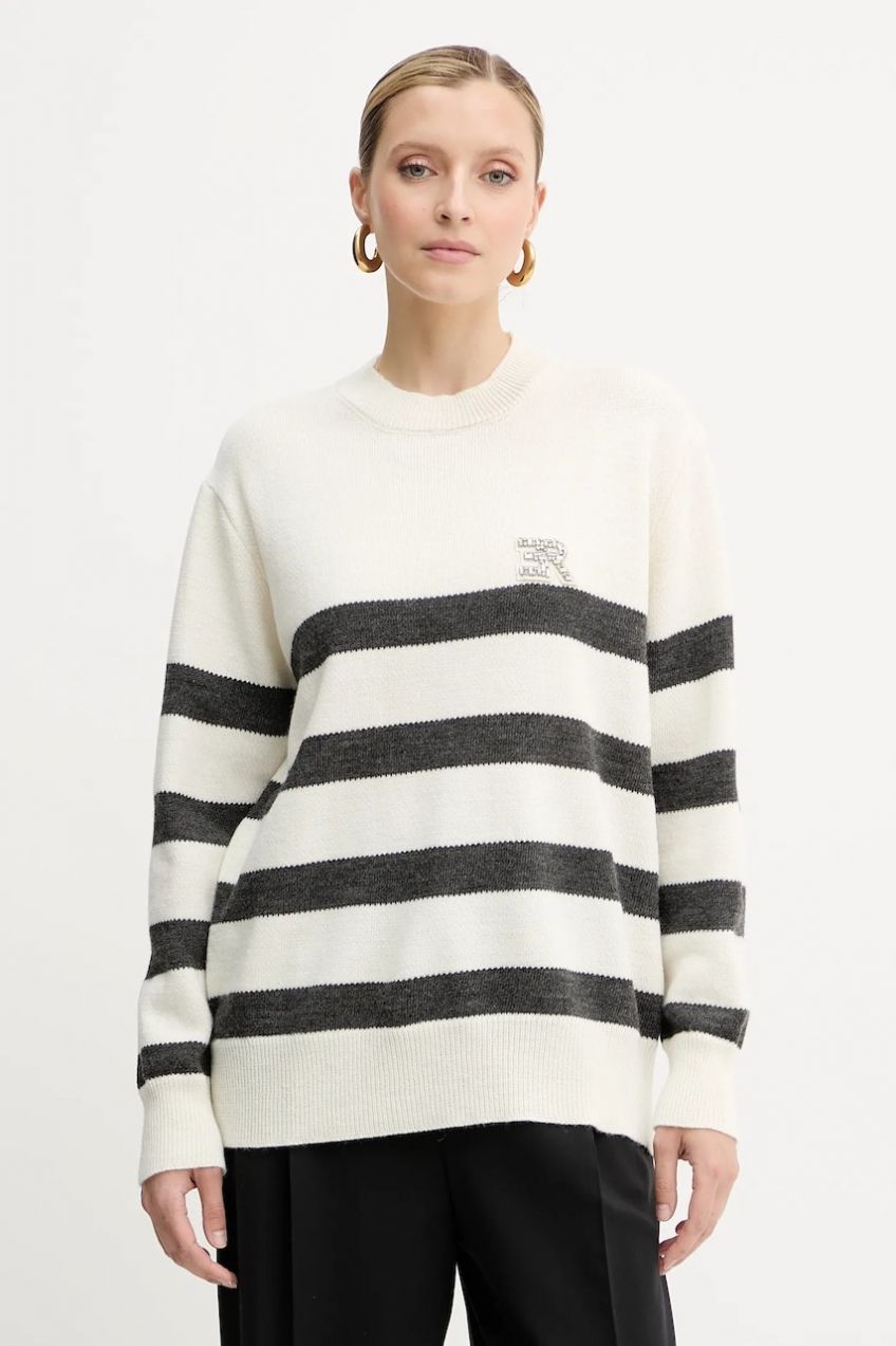 Vlnený sveter ERMANNO Firenze béžová farba, 57TM066EA5AP