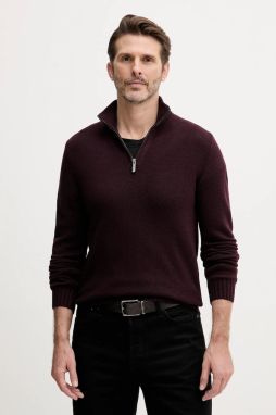 Vlnený sveter Colmar hnedá farba, s polorolákom, 4472.5YR