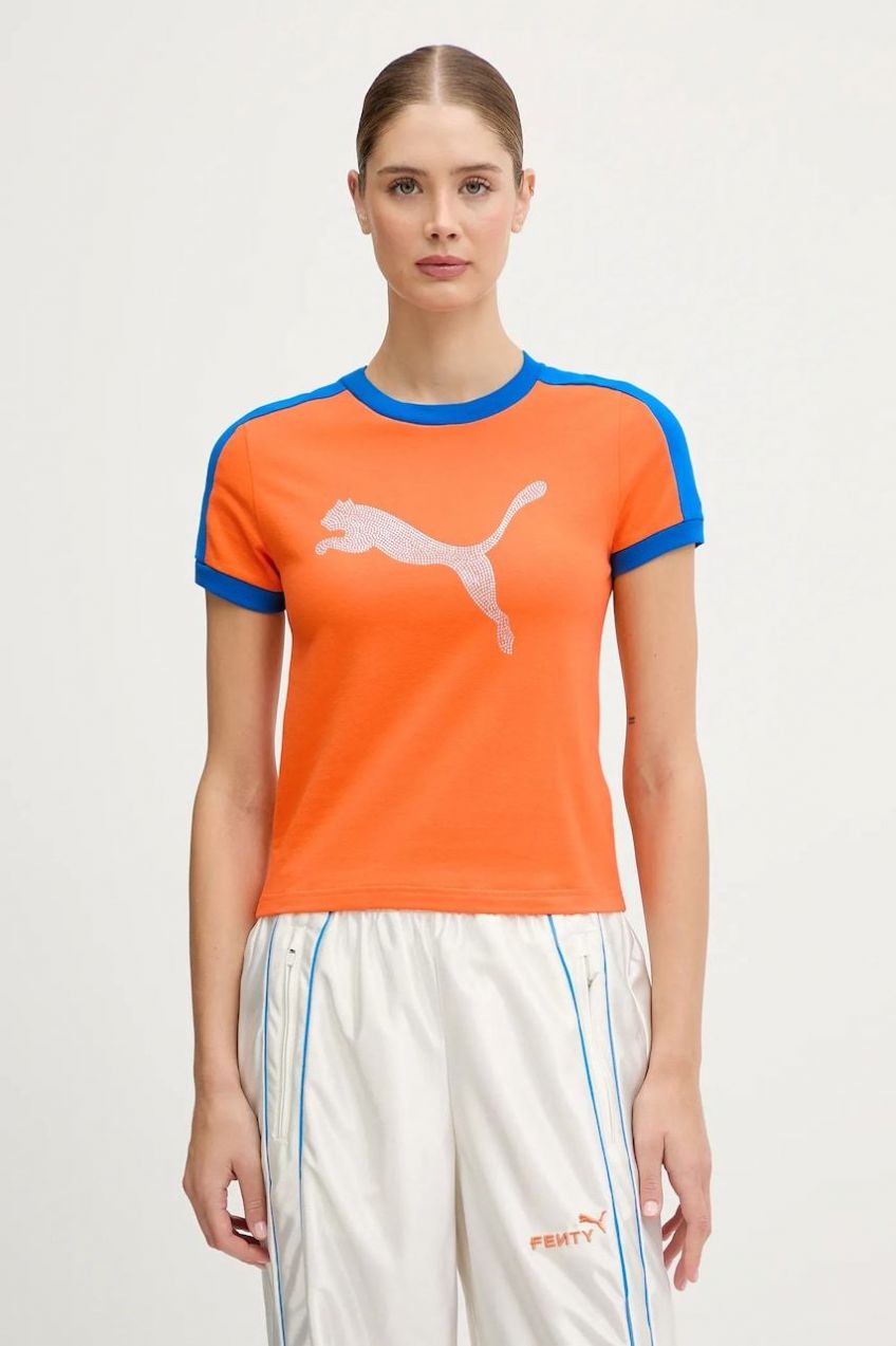 Tričko Puma PUMA x FENTY dámske, oranžová farba, 636184