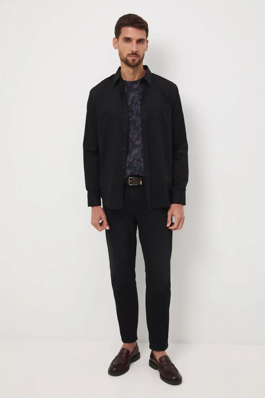 Košeľa Medicine čierna farba, slim