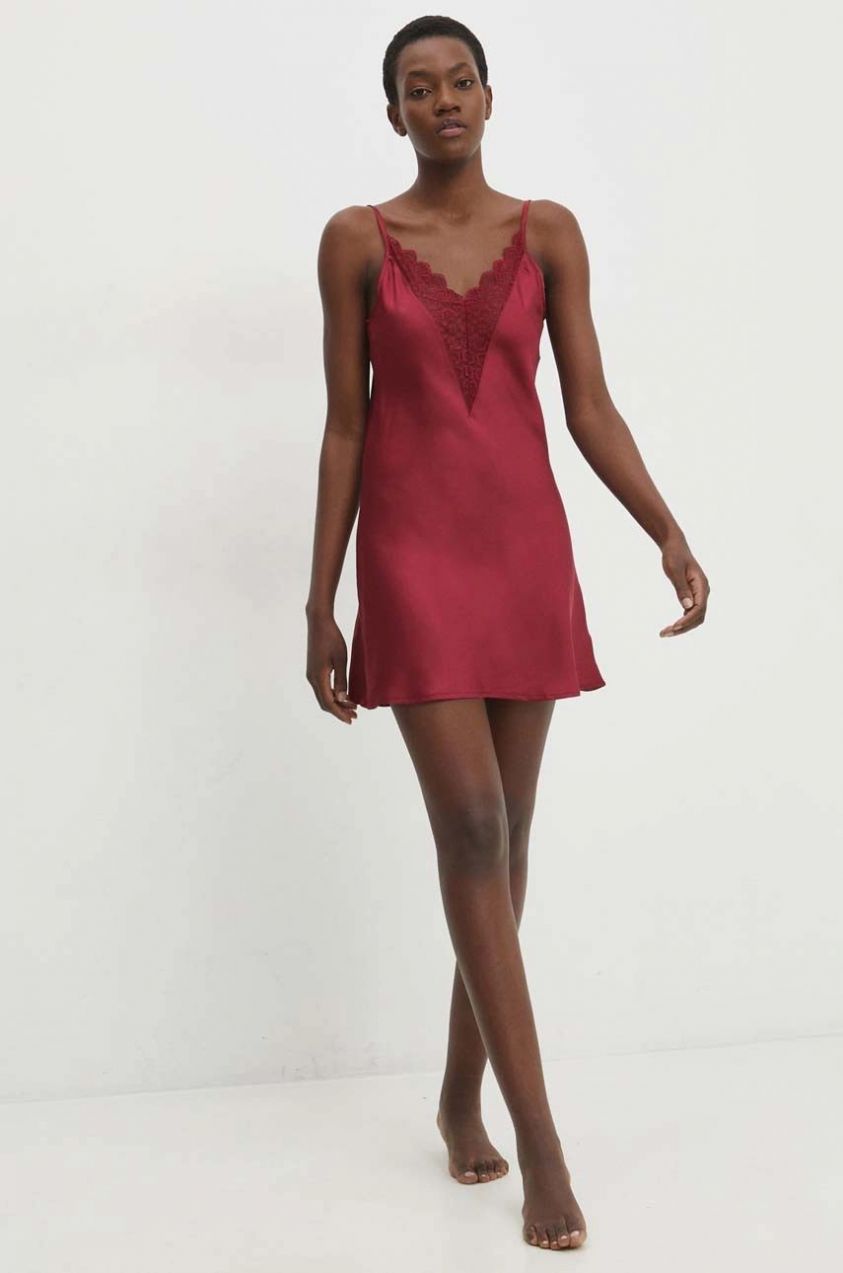 Nočná košeľa Answear.LAB červená farba, saténové