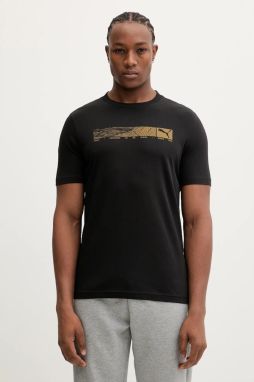 Bavlnené tričko Puma pánske, čierna farba, vzorované, 688227