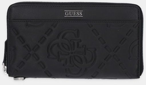 Kožená peňaženka Guess BOSTON čierna farba, SMBOMG LEA77