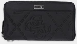 Kožená peňaženka Guess BOSTON čierna farba, SMBOMG LEA77