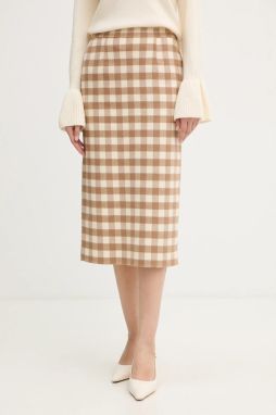 Sukňa s prímesou vlny Luisa Spagnoli béžová farba, midi, puzdrová, 542658