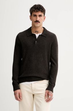 Sveter s prímesou vlny Marc O'Polo hnedá farba, ľahký, 530506660390