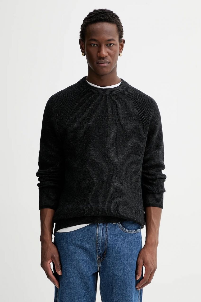 Sveter s prímesou vlny Marc O'Polo čierna farba, ľahký, 531516060208