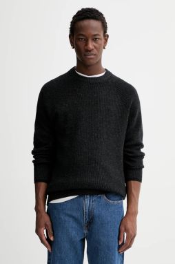 Sveter s prímesou vlny Marc O'Polo čierna farba, ľahký, 531516060208
