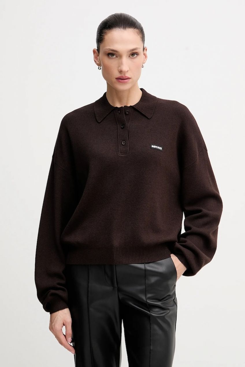 Sveter s prímesou vlny Rotate hnedá farba, ľahký, 1151371667