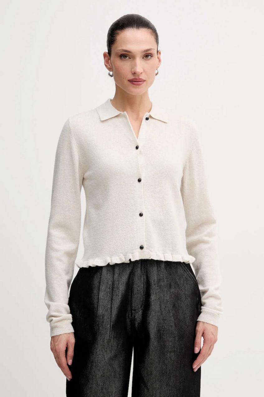 Vlnený kardigán Rotate šedá farba, ľahký, 1154641472