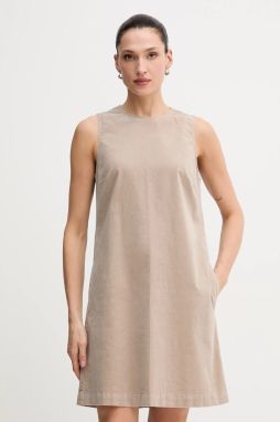 Zamatové šaty Marc O'Polo béžová farba, mini, áčkový strih, 511096821331