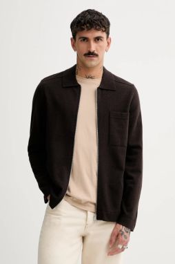 Kardigan s prímesou vlny Marc O'Polo hnedá farba, 530515361154