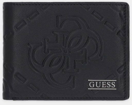 Kožená peňaženka Guess BOSTON čierna farba, SMBOMG LEA20